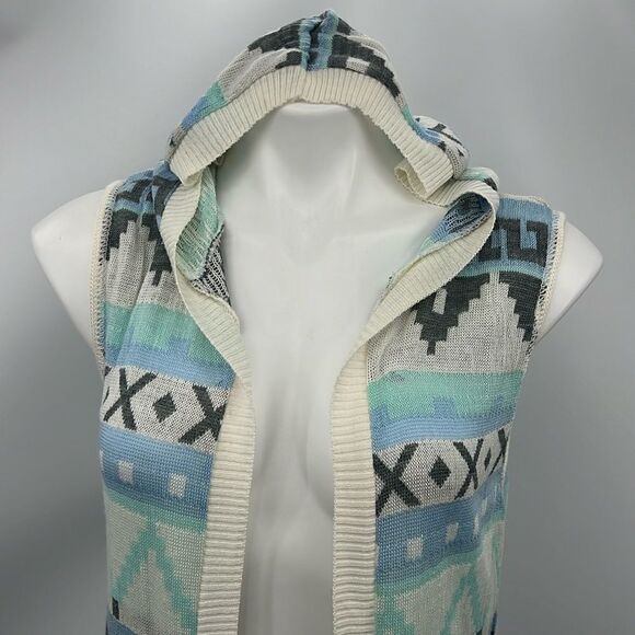 Say What medium native inspired print open cardigan hoodie - Picture 1 of 7